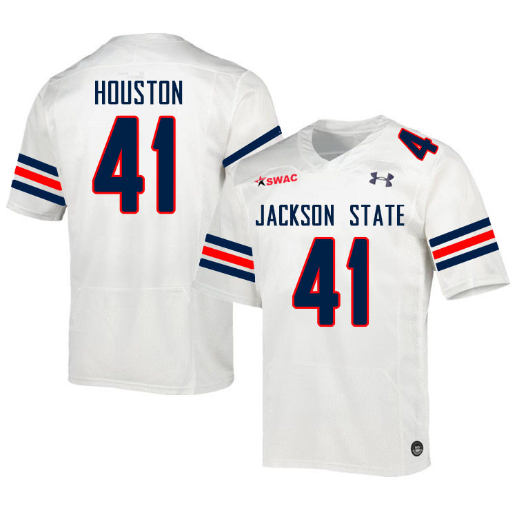 Jackson State Tigers #41 James Houston College Football Jerseys,Uniforms-White